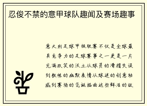 忍俊不禁的意甲球队趣闻及赛场趣事